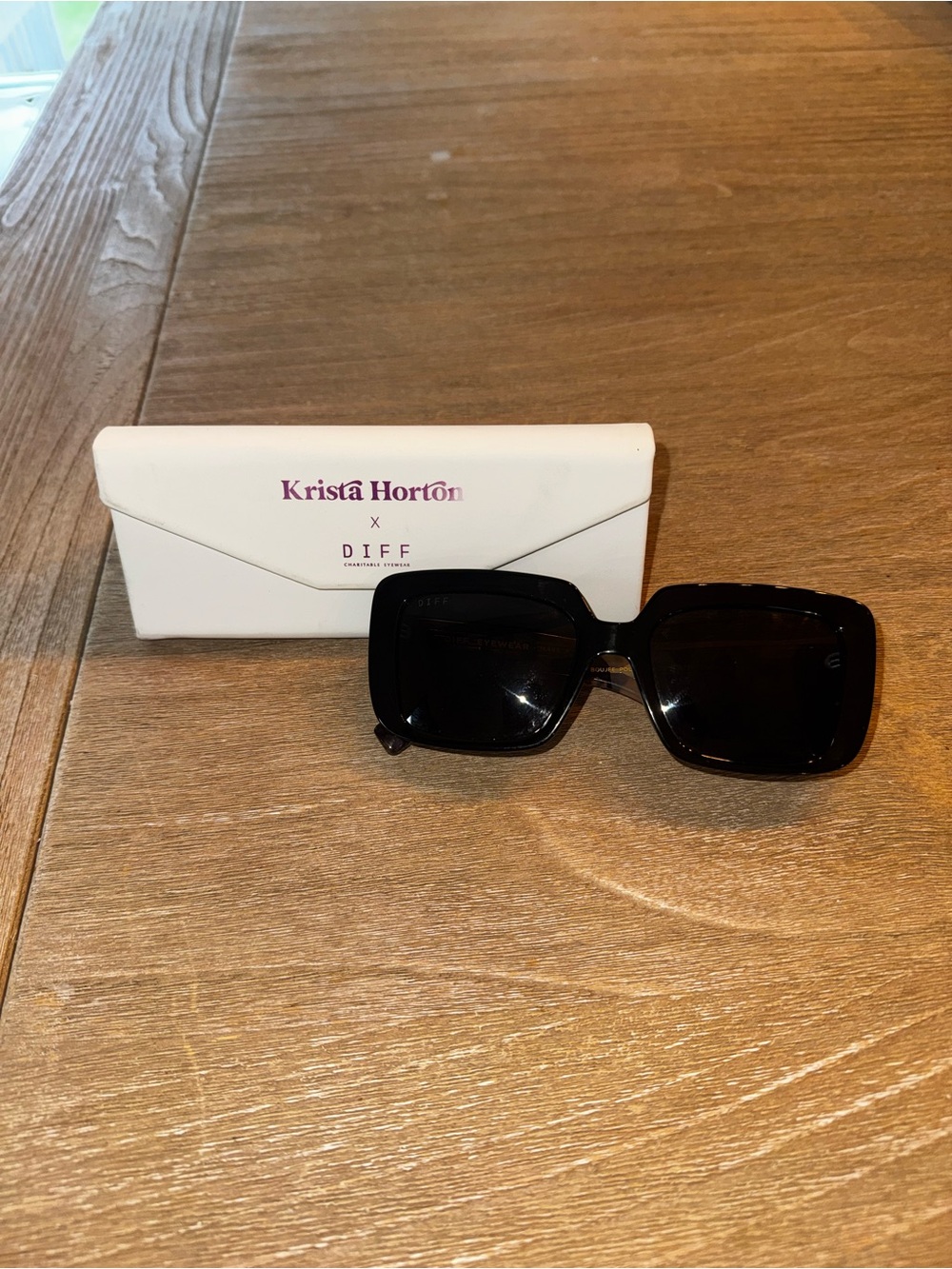 Krista Horton x DIFF Black Square Sunglasses